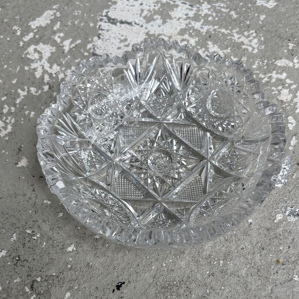 American brilliant cut crystal candy dish